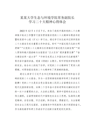 某某大学生态与环境学院常务副院长学习二十大精神心得体会.docx