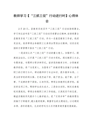 教师学习【“三抓三促”行动进行时】心得体会范文3篇精选.docx