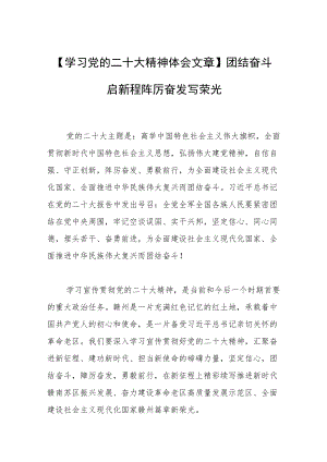 【学习党的二十大精神体会文章】团结奋斗启新程 踔厉奋发写荣光.docx