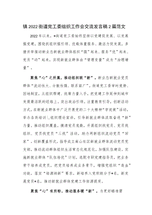 镇2022街道党工委组织工作会交流发言稿2篇范文.docx