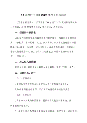 XX省农村信用社202X年员工招聘简章.docx