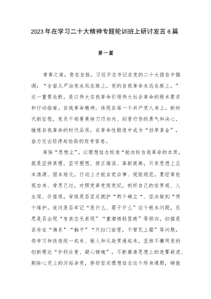2023年在学习二十大精神专题轮训班上研讨发言6篇.docx