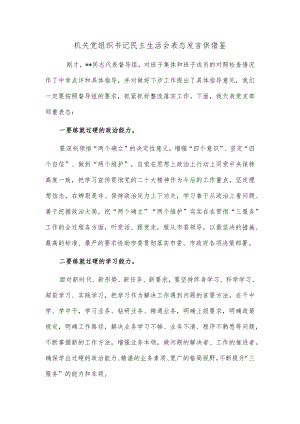 机关党组织书记民主生活会表态发言供借鉴.docx