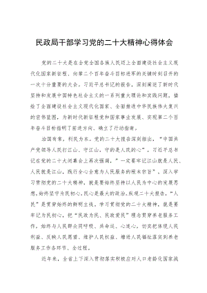 民政干部学习宣传贯彻党的二十大精神心得体会五篇合集.docx