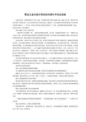 黑龙江省垃圾分类现状尚需补齐收运短板.docx