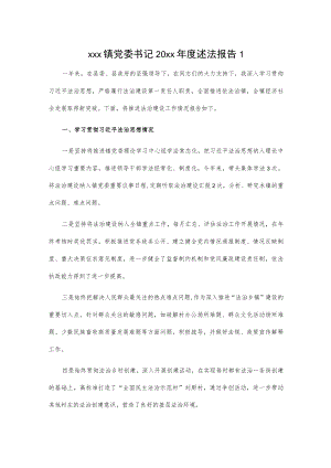 1、xxx镇党委书记20xx年度述法报告 2、xx镇党委副书记、镇长20xx年度述法报告.docx