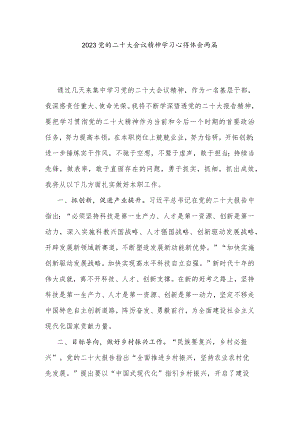 2023党的二十大会议精神学习心得体会两篇.docx