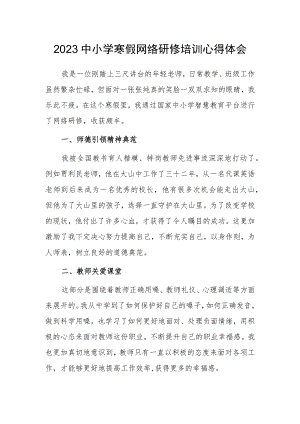 2023年教师寒假网络研修心得体会【5篇】.docx