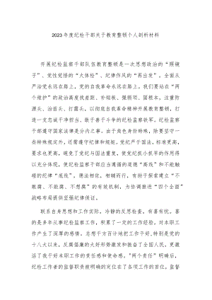 2023年度纪检干部关于教育整顿个人剖析材料.docx