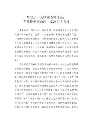 学习二十大精神心得体会：在建设美丽山西上拿出更大力度.docx