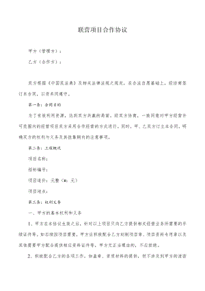 联营项目合作协议模板.docx