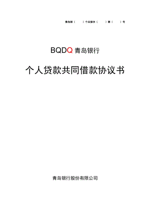 青岛银个共借字第号个人贷款共同借款协议书.docx