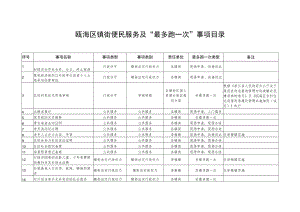 瓯海区镇街便民服务及“最多跑一次”事项目录.docx