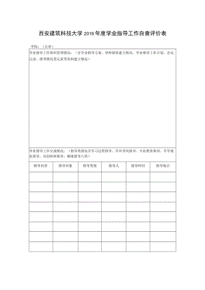 西安建筑科技大学2019年度学业指导工作自查评价表.docx