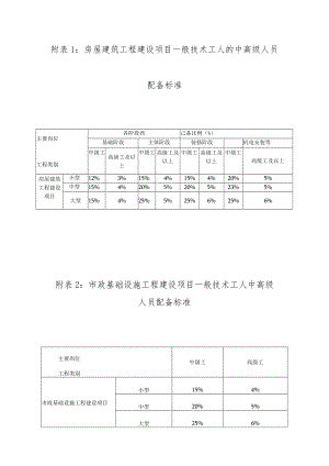 房屋建筑市政公用工程建设项目人员配备标准、规模划分标准（参考）.docx