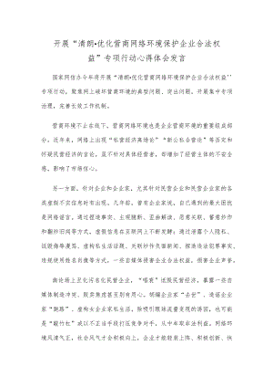 开展“清朗·优化营商网络环境 保护企业合法权益”专项行动心得体会发言.docx