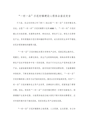 “一村一品”示范村镇建设心得体会座谈发言.docx
