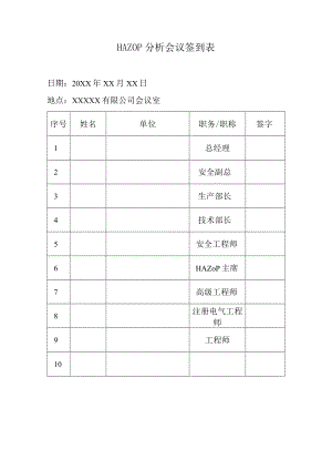 HAZOP分析会议签到表.docx