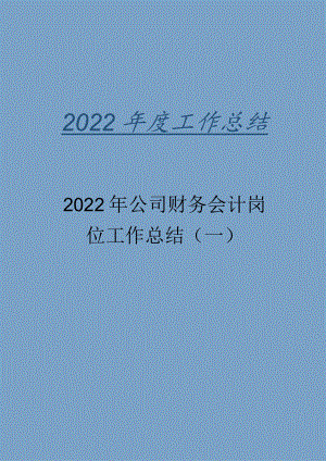 2022年公司财务会计岗位工作总结（一）.docx