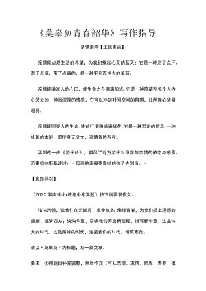 《莫辜负青春韶华》写作指导.docx