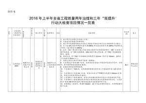 06(重要)附件5 2016年上半年全省工程质量两年治理和三年“双提升”行动大检查项目情况一览表.docx