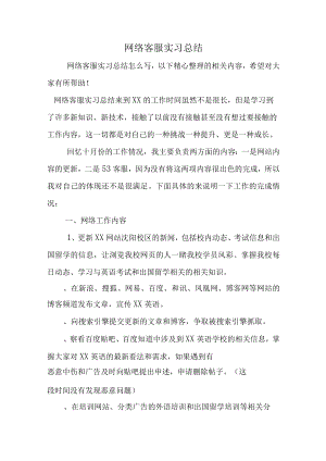 2022年网络客服实习总结.docx