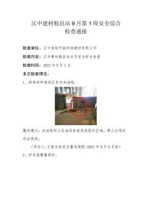 9月第1周安全综合检查通报.docx
