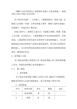30MWp光伏并网发电工程特殊作业施工方案及措施.docx