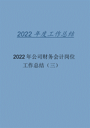 2022年公司财务会计岗位工作总结（三）.docx