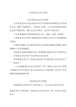 公司岗位安全生产职责.docx