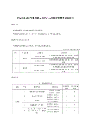 2023年河北省电热毯及其它产品质量监督抽查实施细则.docx