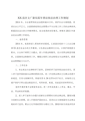XX县区文广新局某年普法依法治理工作规划.docx
