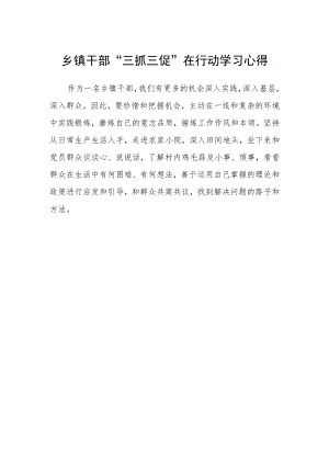 乡镇干部“三抓三促”在行动学习心得.docx