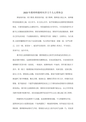 乡镇公立幼儿园2023年学校教师道德师风学习个人心得体会 样板（合计4份）.docx