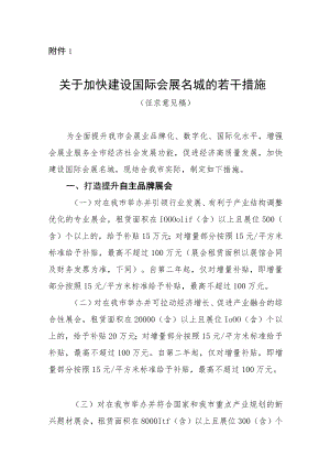 关于加快建设国际会展名城的若干措施(征求意见稿).docx