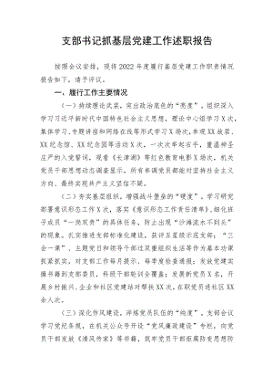 【述职报告】支部书记抓基层党建工作述职报告.docx