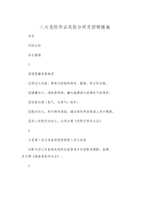 八大危险作业风险分析及控制措施.docx