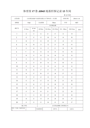 体育馆17鲁JJ043地基钎探记录13车间.docx