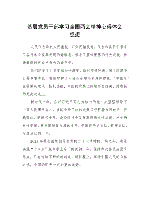基层党员干部学习全国两会精神心得体会感想.docx
