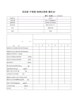 压实度（干密度）检测记录表（灌水法）.docx