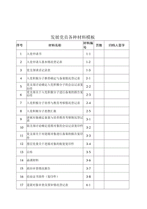 发展党员各种材料模板.docx