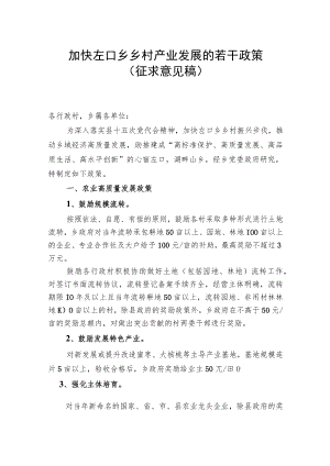 加快左口乡乡村产业发展的若干政策.docx