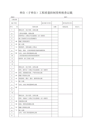 单位子单位工程质量控制资料核查记录(()()() (001).docx