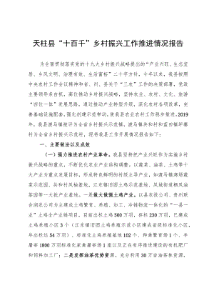 天柱县“十百千”乡村振兴工作推进情况报告.docx