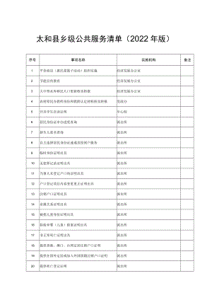 太和县乡级公共服务清单（2022年版）.docx