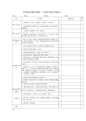 护理技术操作规程（口腔护理法考核表）.docx