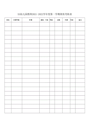 幼儿园教师2021--2022学年度第一学期绩效考核表.docx