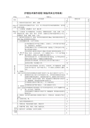 护理技术操作规程（铺备用床法考核表）.docx