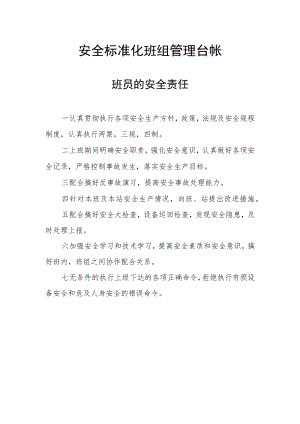 安全标准化班组管理台帐-班员的安全责任.docx