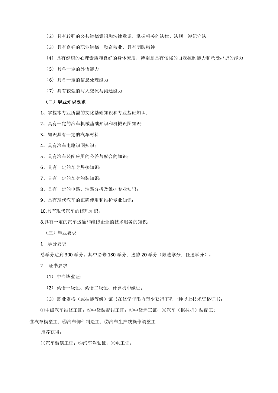 汽车制造与检修专业人才培养方案.docx_第3页